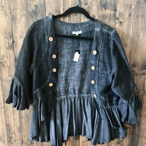 NWT Black, flutter sleeve jacket